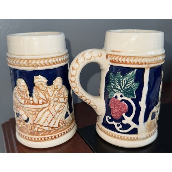 Vintage Ceramic Set of 2 German Style Beer Stein Mugs Made In Japan - Picture 1 of 7